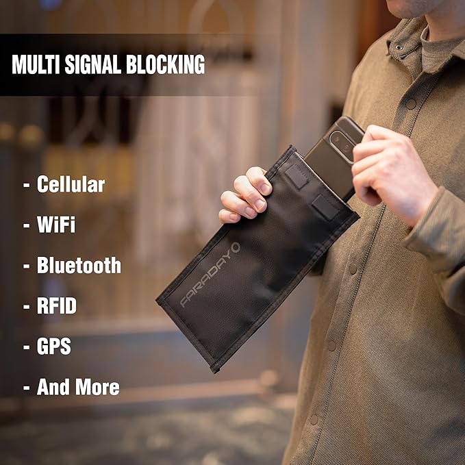Faraday Defense Faraday Bag Jacket Pro | Magnetic Closure, Shielding - Law Enforcement & Military, Travel & Data Security, Privacy, Anti-Tracking Anti-Hacking Black (2 Pack Phone Vertical)