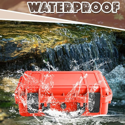 1 Pcs 8.5 x 6.5 x 3.7 Inch Waterproof Hard Case with DIY Customizable Foam Insert Portable Protective Case with Knife for Camera Drones Equipments Tools Test Instruments (Reddish Orange)