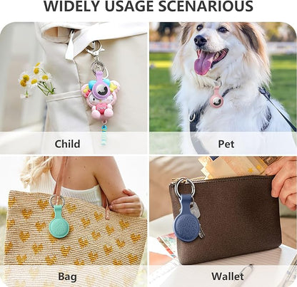 Lerobo Flower Engraved for AirTag Holder Keychain Silicone AirTag Case Cover Anti-Scratch Air Tags 4 Pack for Cat Collar Anti-Lost Air Tags Accessories for Bags Keys Backpack Luggage Finder Tracker
