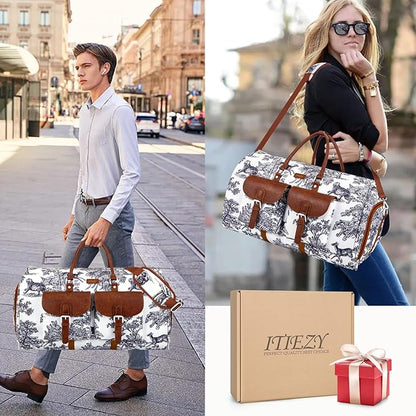 Garment Duffel Bag for Travel - Convertible Carry on Garment Duffel Travel Bag for Women Men Large Weekender Bag with Shoes Pouch 2 in 1 Hanging Suit Travel Duffel Bag 3pcs Set