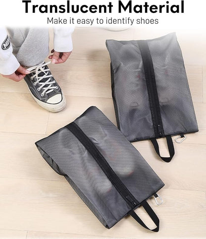 2 Pack Shoe Bags for Travel, Sneaker Bags, Waterproof Travel Shoe Bags with Zipper for Packing, Golf Shoe Dust Bags for Man and Women, Medium, Black