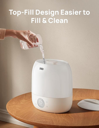 DREO Humidifier 409S, Humidifiers for Bedroom Baby, Ultra Quiet 28dB & 3L Top Fill Cool Mist Humidifier for Nursery, Smart Air humidifier for Plants, 1500+ RGB Night Light & Sleep Routine Trainer