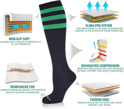 NEWZILL Medical Compression Socks for Women & Men, 20-30 mmHg Knee-High Support for Circulation, All-Day Comfort for Work Travel Running Cycling and Fitness