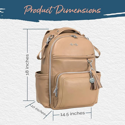 Itzy Ritzy Diaper Bag Backpack – Large Capacity Boss Plus Baby Backpack Diaper Bag Featuring 19 Pockets, Changing Pad, Stroller Clips, and Comfortable Straps (Chai)