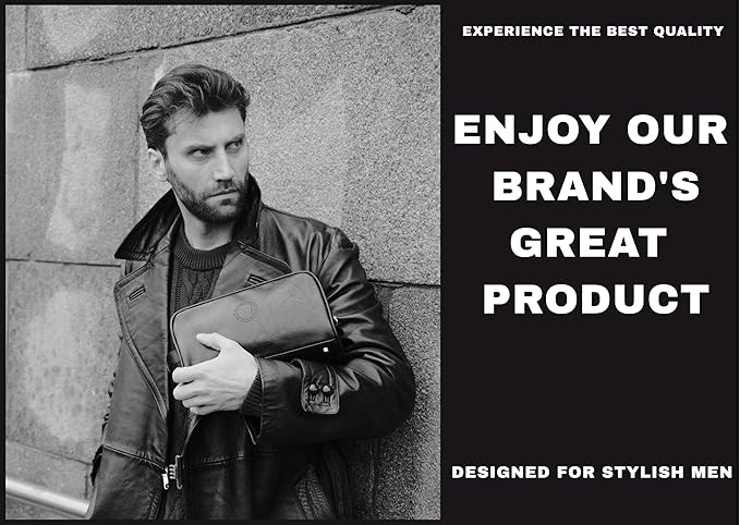 Dopp Gift Large Travel Toiletry Bag Premium Quality PU Leather Two compartments YKK Zippers Water-resistant Bottom Studs Mesh Pockets Durable Cosmetic Organizer BLACK