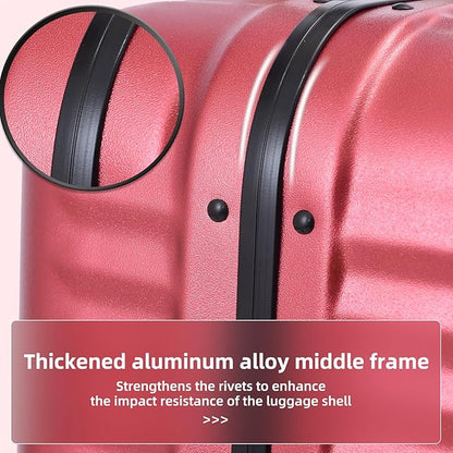 2 pieces 20/29 Aluminum Frame Carry On and Checked Luggage Set with Side Opening, Lightweight Hardshell ABS+PC Trunk Suitcase with TSA Lock, 360° Universal Wheels & Adjustable Handle,Wine Red