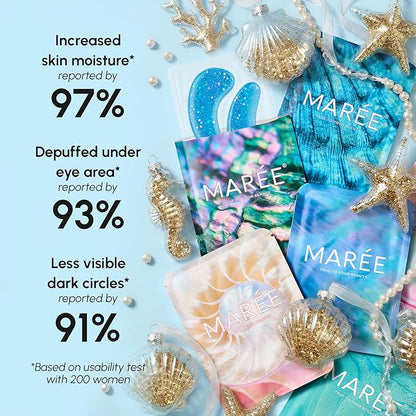MAREE Eye Gels 2 PACK - Under Eye Patches for Puffy Eyes and Dark Circles with Natural Marine Collagen & Hyaluronic Acid - Anti-Aging Masks for Face to Soothe Puffiness