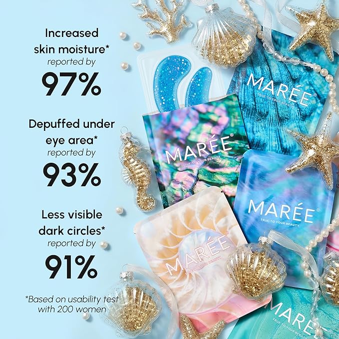 MAREE Eye Gels - Cooling Pads Under Eye Patches for Puffy Eyes and Dark Circles with Collagen & Hyaluronic Acid - Anti Wrinkles Under Eye Masks Skincare Treatment for Puffiness - Parches Para Ojeras