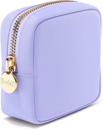Embla Makeup Bag Travel Cosmetics Pouch and Toiletry Bag, Nylon Zipper Pouch Purse, Cute Make Up Organizer Storage Tote for Women Girls, Waterproof Travel Skincare Case, Small Makeup Bags, Lilac
