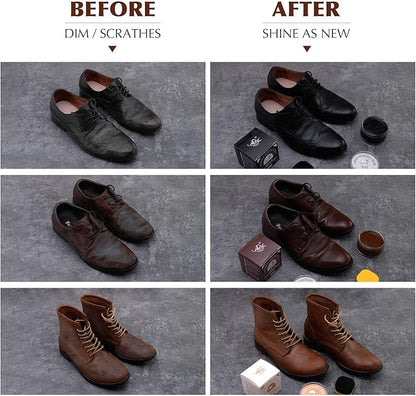 SALTY FISH Shoe Polish Cream 3.2Oz, Lanolin Shoe Polish Kit with Shoe Shine Sponge, Condition Waterproof Restore Shoe Boot