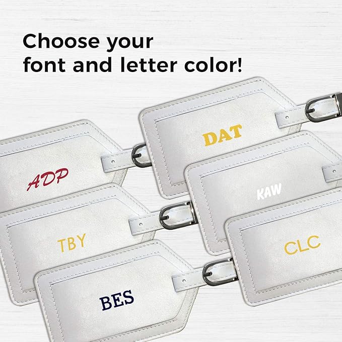 Personalized Monogrammed Leather Luggage Tags - 3 Pack