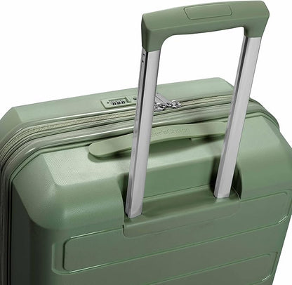 Traveler's Choice Pagosa Indestructible Hardshell Expandable Spinner Luggage, Green, 22-Inch Carry-on