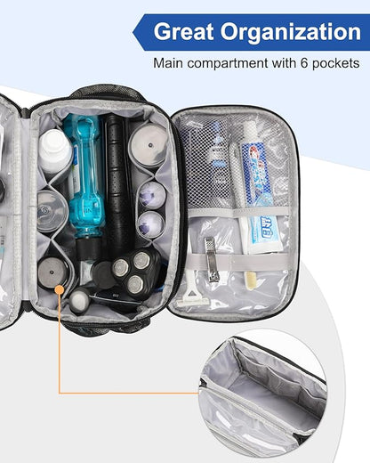 Relavel Toiletry Bag for Men, Hanging Toiletries Bag for Women Water Resistant Dopp Kit Shaving Bag, Travel Essentials Large Capacity Organizer Case for Toiletries Accessories, Black