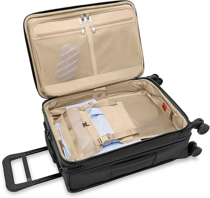 Briggs & Riley Essential 22" Carry On Expandable Spinner - Luggage for Travel, Suitcases with Wheels, Softside Rolling Bag for Men & Women, Self-Repairing Zipper - Baseline Collection, Black