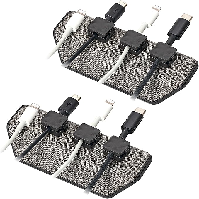 CHARGEWORX Magnetic Cable Organizer – 2 Pack - Weighted Non-Adhesive Cord Holder with 3 Magnetic Clips for USB-C, Lightning & MagSafe Cables – Desk, Office & Nightstand Cable Management