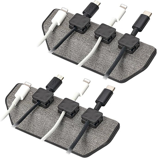 CHARGEWORX Magnetic Cable Organizer – 2 Pack - Weighted Non-Adhesive Cord Holder with 3 Magnetic Clips for USB-C, Lightning & MagSafe Cables – Desk, Office & Nightstand Cable Management