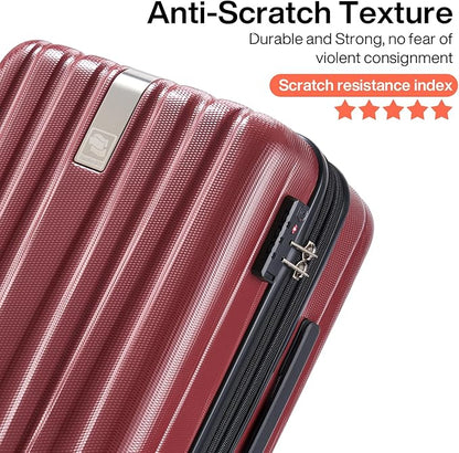 Hanke Luggage Sets 3 piece Carry On Luggage with Wheels PC Hard Shell Suitcases Lightweight Checked Tsa Luggage Extra Large Travel Suitcase Woman Men 20/24/29 Inch（Burgundy）