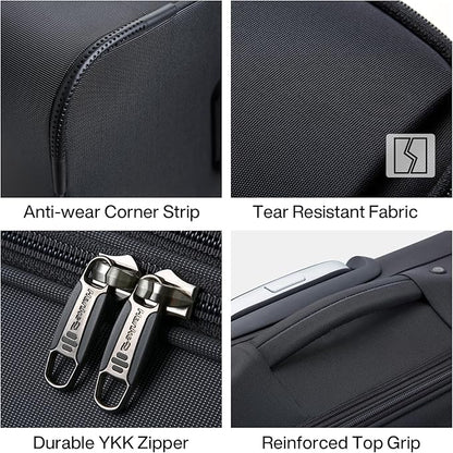 Hanke Expandable 28 Inch Luggage with Spinner Wheels Softside Suitcase Large Rolling Luggage Bag for Travel Checked Suitcases(Black)