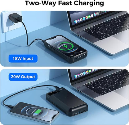 Mavulo Battery Case for iPhone 16e, 8000mAh Portable Power Bank USB-C Fast Charging, Fast Charger, Protective Rechargeable Charger Case for iPhone 16e 6.3", Black