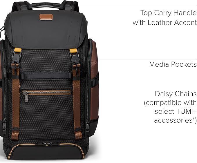 TUMI - Alpha Bravo Expedition Flap Backpack - Large Carry On Backpack - 21.0" X 12.5" X 7.5" - Fits up to 17" Laptop - Black Onyx