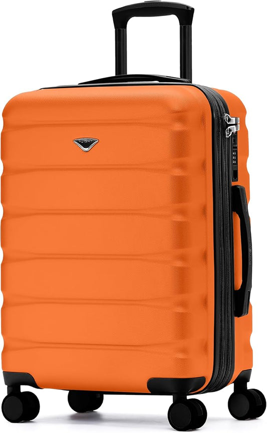 Flight Knight 24x16x10 Expandable Carry On Suitcase Hardside TSA Lock USB C Lightweight Luggage Silent Double Spinner Wheels Maximum Overhead Carry-On Bag For Virgin & South West Approved Airlines