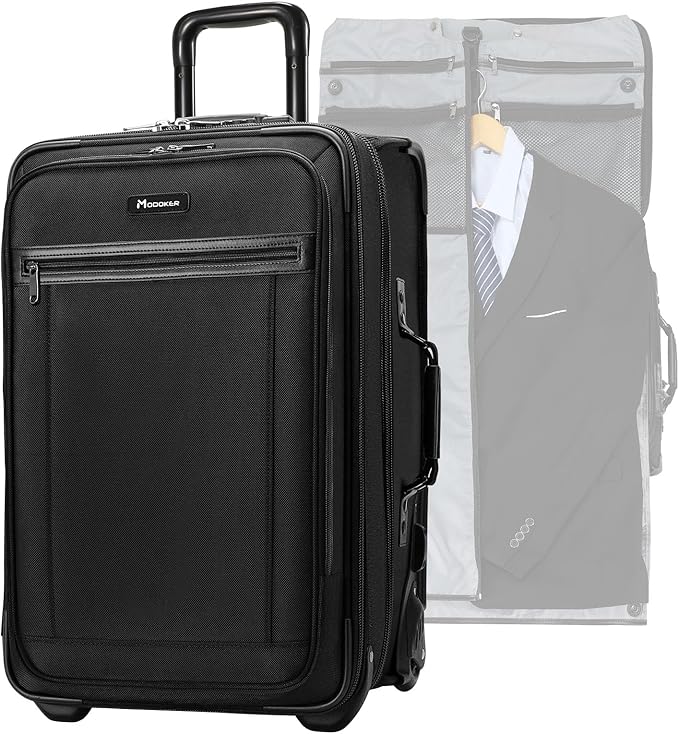 Modoker Rolling Garment Bag with Wheels Luggage for Suits with Wheels Wheeled Garment Bag for Travel 2 in 1 Rolling Duffel Bag, Black