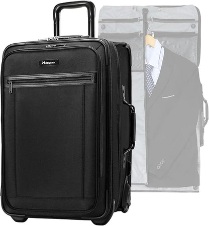 Modoker Rolling Garment Bag with Wheels Luggage for Suits with Wheels Wheeled Garment Bag for Travel 2 in 1 Rolling Duffel Bag, Black