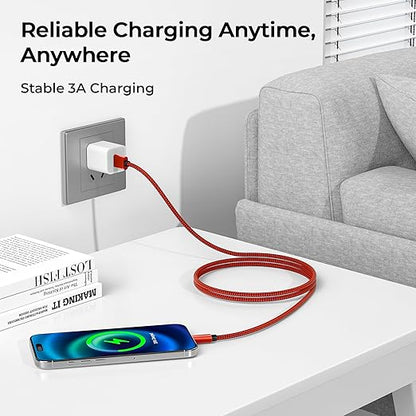 Basesailor USB Type C Charger Cable 3.3FT 2Pack,Nylon Charging Power Cord for iPhone 17 16 15 Max,Samsung Galaxy S25,Moto Z4 G7 G8 G9 Play Power G Pro Fast Stylus,Motorola Razr Edge One 5G,Steam Deck