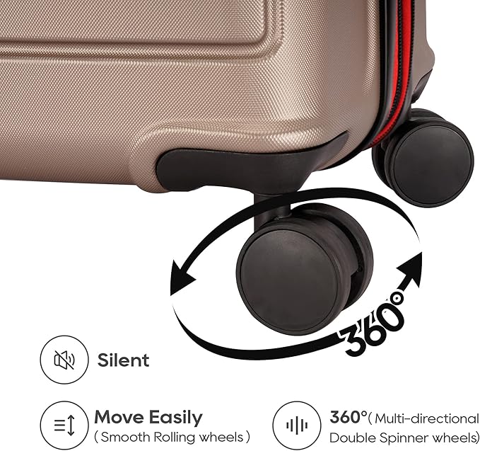 GinzaTravel ABS Luggage with TSA Locks,Large 28-Inch Expandable, and Friction-Resistant in Champagne Spinner Suitcases