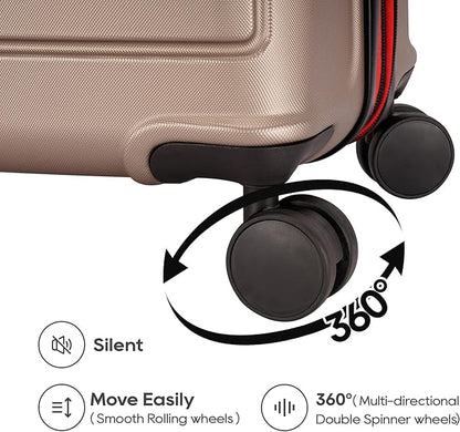 GinzaTravel ABS Luggage with TSA Locks,Large 28-Inch Expandable, and Friction-Resistant in Champagne Spinner Suitcases