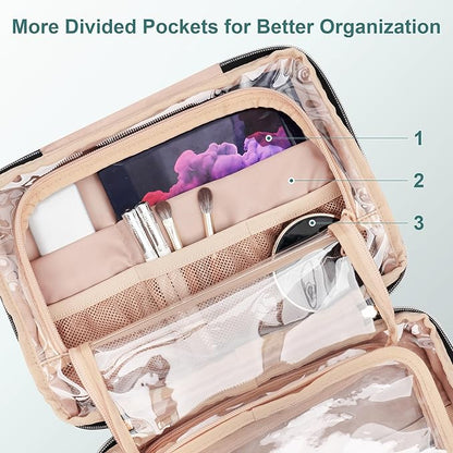 Everfun Hanging Travel Toiletry Bag Christmas Gifts for Women Traveling With Leakproof Compartment Makeup Cosmetic Organizer Dopp Kit Travel Accessories Essentials Must Have