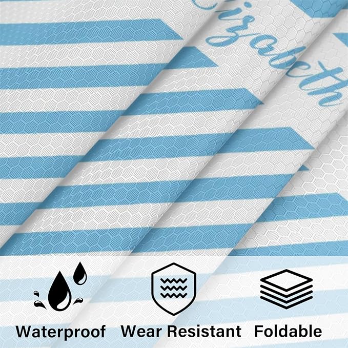 Custom 6 Set Compression Packing Cubes with Name Striped Personalized Compressible Expandable Packing Organizers Luggage Carry On Suitcase Bags Travel Accessories Gifts, Light Blue
