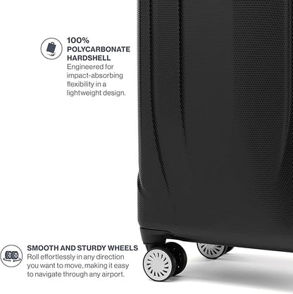 Travelpro Pathways 3 Hardside Expandable Luggage, 8 Spinner Wheels, Lightweight Hard Shell Suitcase, Carry On 21 Inch, Black Knight