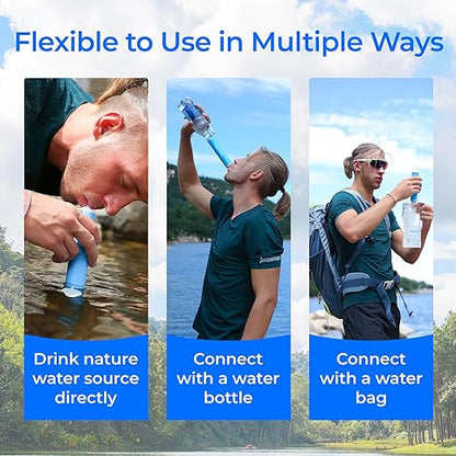 Waterdrop Water Filter Straw, Water Purifier Survival for Camping, Travel, Backpacking and Emergency Preparedness, Water Filtration System Survival, 4 Pack