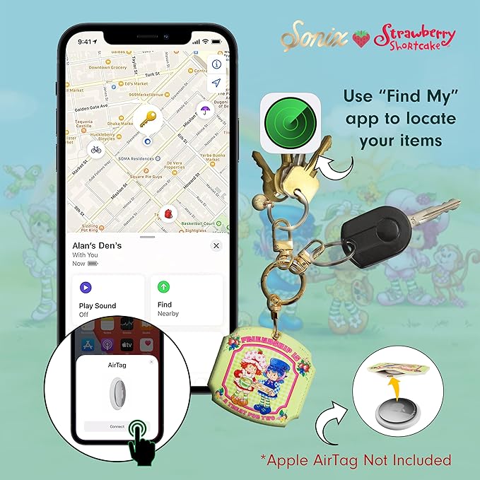 Sonix Keychain Case Compatible with Apple AirTag | Protective AirTag Cover Keychain Charm | Strawberry Shortcake Treats