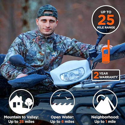 Motorola Talkabout T275 Two-Way Radios (2-Pack) – 25 Mile Range, Rechargeable, Outdoor walkie Talkie, NOAA Weather Alerts, VOX, Earpieces & Case – Survival Ready for Bug Out Bags & Emergency Prep