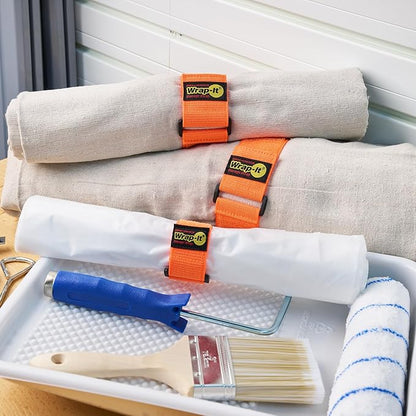 Super-Stretch Wrap-It Storage Straps - Assorted 12-Pack Orange - Elastic Hook and Loop Cinch Straps - Extension Cord Organizer, Hose and Cables Straps, Cord Wrap, Cord Keeper, Garage and RV Storage