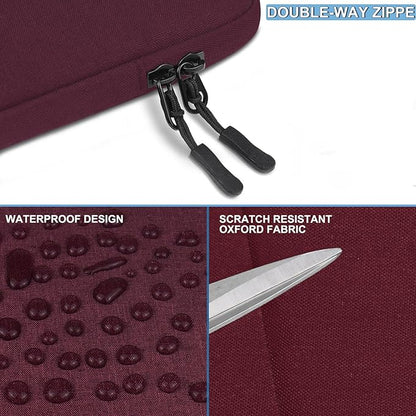 15.6 inch Laptop Sleeve, Shockproof Protective Computer Sleeve Cover with Accessories Pocket, Water Resistant Traveling Carrying Laptop Bag Compatible for MacBook Dell HP Acer Lenovo, Magenta