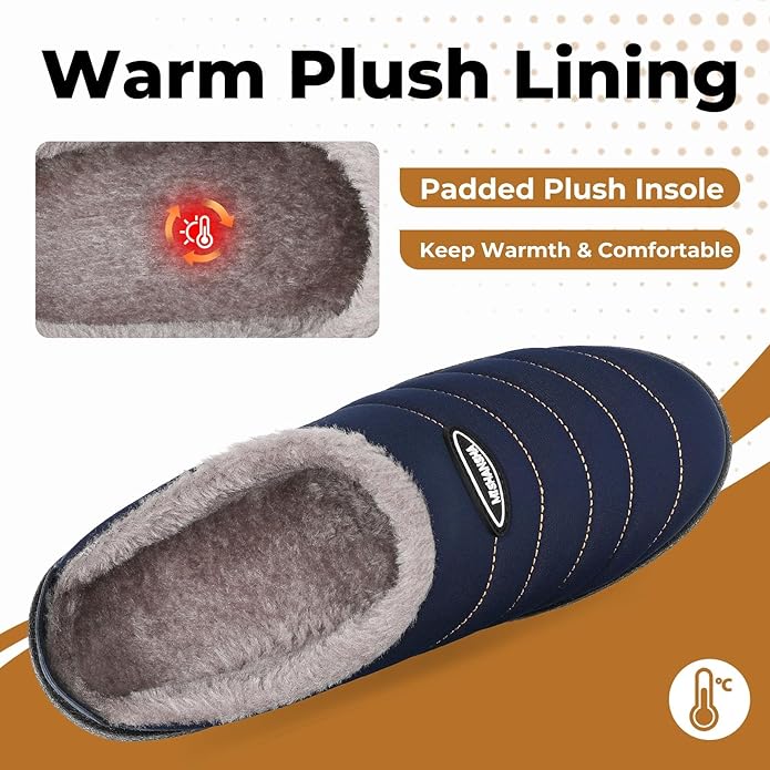 Mishansha Mens Womens House Slippers Warm Fur Lined Winter House Shoes Slip on Cozy Indoor Outdoor Slipper