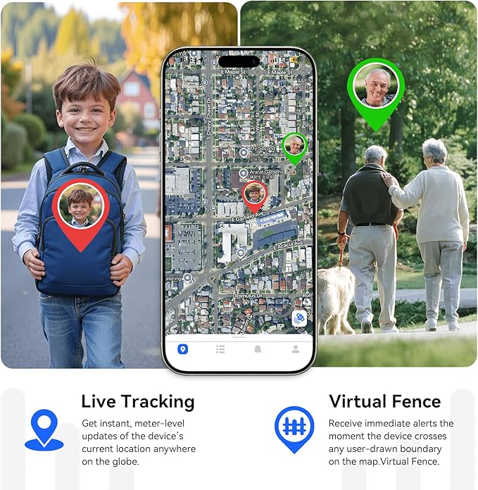 Mini GPS Tracker for Vehicles, Kids No Monthly Fee, No Subscription, 5-Days Battery Life, 4G SIM Card and Data Included, Trip History, GeoFence, Driving Alerts