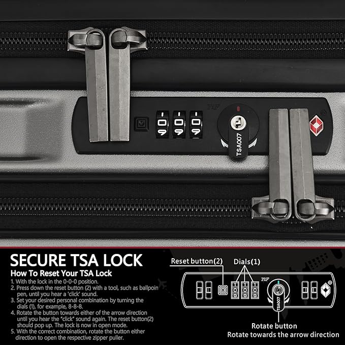 TydeCkare 16" Carry on Luggage with 2 Laptop Compartments, Lightweight Hardshell ABS+PC Suitcase with Dual Control TSA Lock, with YKK Zipper, 4 Spinner Silent Wheels, for Business Travel, Silver Grey