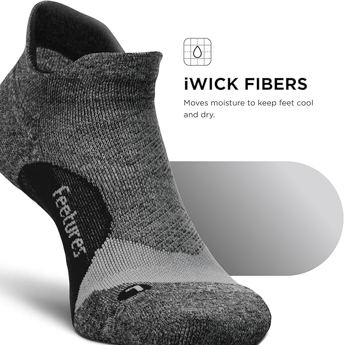 Feetures Elite Light Cushion No Show Tab Athletic Ankle Socks - Sport Sock with Targeted Compression