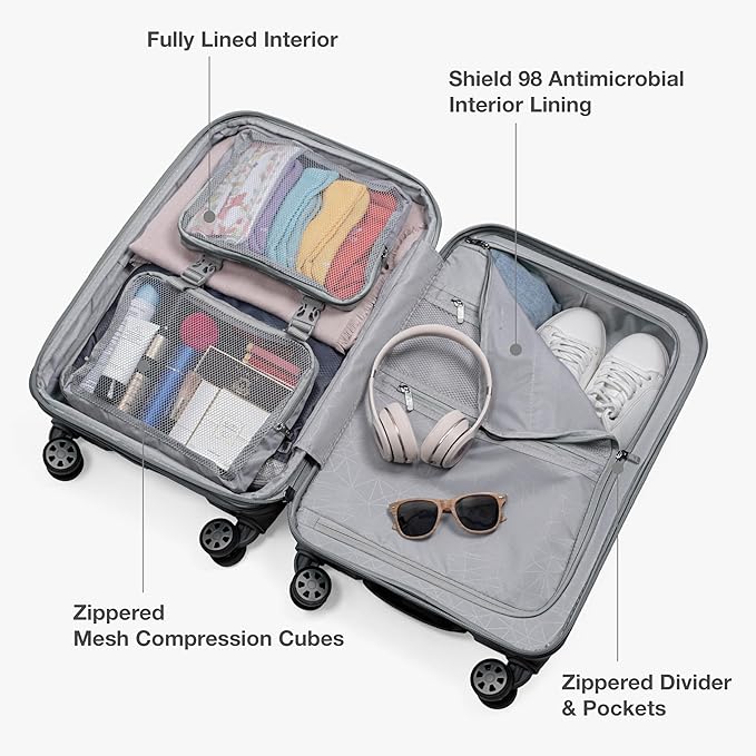 Traveler's Choice Pagosa Indestructible Hardshell Expandable Spinner Luggage, Gray, 22-Inch Carry-on