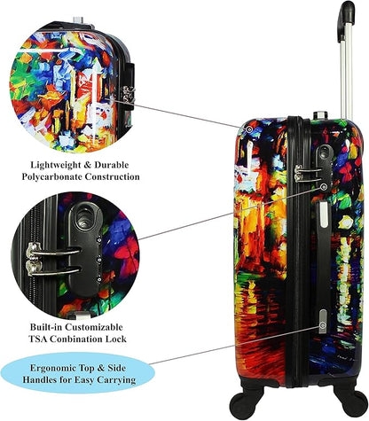 World Traveler VentureX Airline Approved 2-Piece Carry-On Luggage Set – Lightweight Hardside Polycarbonate Suitcase with Spinner Wheels - Paris Nights