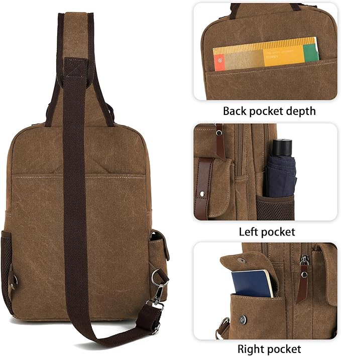 Vintage Messenger Bag, Canvas Backpack for Travel, Men's Shoulder Bag, Dual-use Bag for Hand Carry and Crossbody Carry
