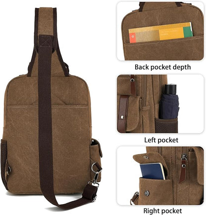Vintage Messenger Bag, Canvas Backpack for Travel, Men's Shoulder Bag, Dual-use Bag for Hand Carry and Crossbody Carry