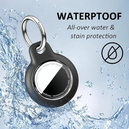 [4 Pack] Waterproof for Airtag Holder Keychain with Full Wrap Design, Hard PC for Air Tag Case, Scratchproof for Airtags for GPS Item Finder Tracker Luggage, Bag,Key-Black
