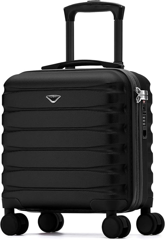 Flight Knight Carry On Suitcase 16.25x13.5x8 Hardside TSA Lock & USB Port Lightweight Luggage Silent Double Spinner Wheels Maximum Underseat Carry-On Bag For Virgin & South West Approved Airlines