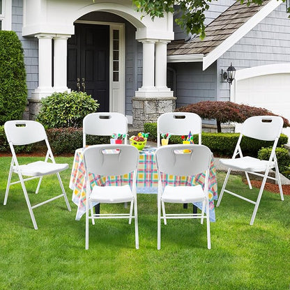 8 Pack Folding Chair, 700 lb Weight Capacity,Indoor/Outdoor Heavy Duty Foldable Chairs for Restaurants, Kitchens, Picnics, Races, Parties & Weddings. (8, White)