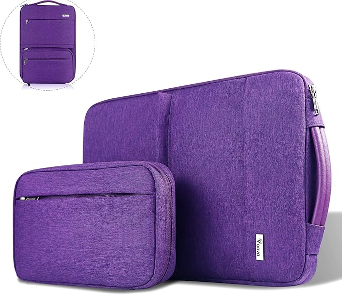 Voova Laptop Sleeve Case 15.6 Inch Compatible with MacBook Air 15 M2/M3/M4, MacBook Pro 15/16, 15-16" Hp Lenovo Dell Acer Asus, 2 in 1 Waterproof Computer Bag with Detachable Accessory Pouch, Purple